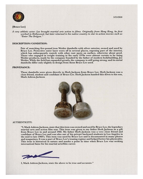 Bruce Lee Owned & Used Five-Pound Weider Weights -- From the Estate of Lee's Protege Herb Jackson